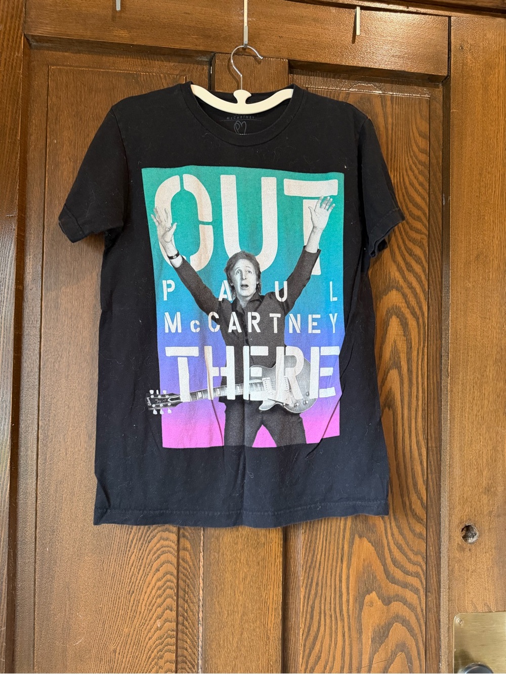 Paul McCartney Black Graphic Kids T-Shirt - Teal & Purple Print